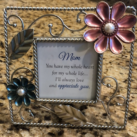 Pretty 6X6 Metal Floral Design Frame for “Mom” - Picture 7 of 7